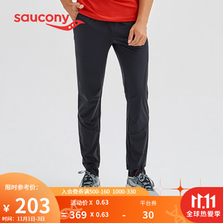 saucony 索康尼 Saucony索康尼 2021春夏新品  男子运动休闲抽绳松紧梭织长裤379929100055 黑色 M