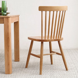 AEY 实木餐桌现代简约多功能桌椅组合小户型餐厅家用饭桌 原木色温莎椅*2