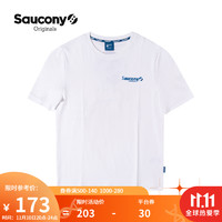 saucony 索康尼 Saucony索康尼 2021新品男子时尚运动logo短袖针织衫T恤男379929100114 白色 L