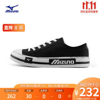 Mizuno 美津浓 Court S 中性运动帆布鞋 D1GH210903 黑/白 40.5