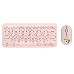 logitech 罗技 K380 无线键盘+Pebble LINE FRIENDS  无线鼠标 可妮兔 键鼠套装 粉色