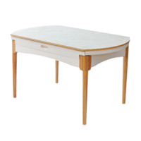 QuanU 全友 DW1028-1C+DW1027 实木功能餐桌+餐椅*6 原木色 1.3m