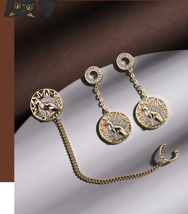 大英博物馆安德森猫圆牌首饰圆牌耳钉单只47x147cm送女友创意生日礼物