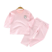 QQIBAOBAO 其其宝宝 14894187 儿童家居服套装 宽松口款 纯色粉 80cm
