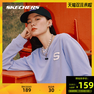 Skechers斯凯奇2021秋冬加绒运动卫衣女圆领长袖上衣男 碳黑 160/80A/XS