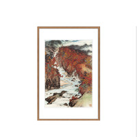 ZEN'S BAMBOO 橙舍 关山月《秋溪放筏》60x90cm 宣纸