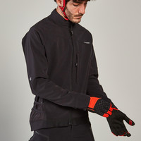 迪卡侬山地公路自行车抓绒男秋冬季保暖服外套软壳防风夹克OVBAP（M、ST百搭纯黑）