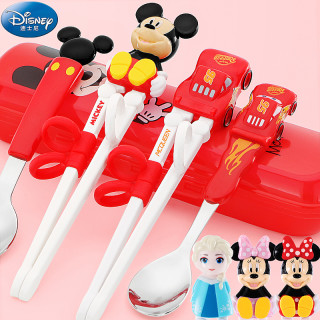 迪士尼儿童训练筷子男孩3岁2一段宝宝学习练习筷小孩餐具勺子套装 2件套汽车 筷 盒 2245 报价价格评测怎么样 什么值得买