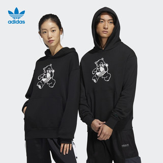 adidas 阿迪达斯 官网三叶草男女情侣款小熊运动套头衫HL4103 黑 M(参考身高:179~185CM)