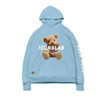 ICONSLAB X SSUR PLUS 小熊系列 男女款连帽卫衣 ICS070 加绒款 蓝色 XL