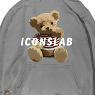 ICONSLAB X SSUR PLUS 小熊系列 男女款连帽卫衣 ICS070 灰色 M