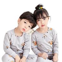 QQIBAOBAO 其其宝宝 JMF001 儿童低领内衣套装 灰色西瓜熊 120cm