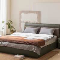 YOU LIVING 样子生活 西雅图 简约真皮收纳床 温林绿 1.5m床