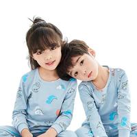 QQIBAOBAO 其其宝宝 JMF001 儿童低领内衣套装 淡蓝恐龙 110cm