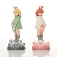 可米生活 白夜童话系列雨后的兔女郎雕塑客厅雨后的兔女郎-mini 桔粉