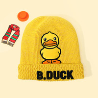 B.Duck 小黄鸭男童女童儿童帽子毛线帽婴幼儿针织帽可爱黄色小鸭卡通图案