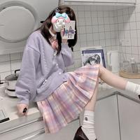 春日制服部 jk制服 花昭梦 粉紫格裙