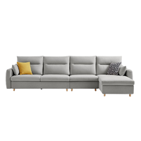 LINSY 林氏家居 S016 简约布艺沙发 单人+三人+贵妃 浅灰色 科技布款