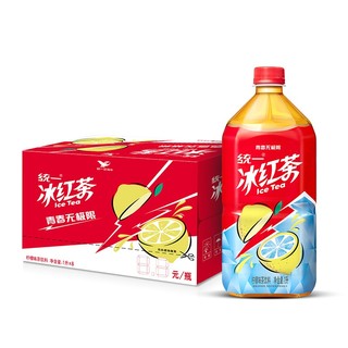 统一 冰红茶（柠檬味红茶饮料） 1升*8瓶 整箱装 柠檬调味茶饮料