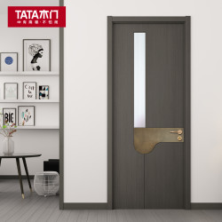 tata木门室内门油漆门房间门玻璃定制门zx043b灰柳直纹开放