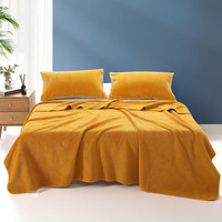 MERCURY 水星家纺 丝芮芙 3D压花法兰绒毯 古黄色 100*140cm