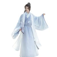 绣罗衣 明制汉服 云舟载鹤 男女款交领披风直裰道袍 蓝色 S