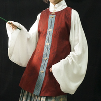 赵氏汉服 明制汉服 元宵 女士圆领比甲 酒红色 S