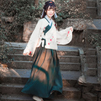 爱莲说 汉服 齐群 女士交领上袄齐腰裙 墨绿色 M
