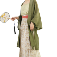 赵氏汉服 宋制汉服 荷花娇 女士一片式百迭裙 淡绿色 S