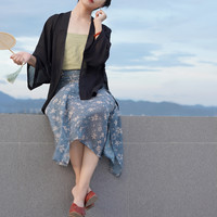 赵氏汉服 宋制汉服 夏蝉 女士对襟上衫 黑色 S