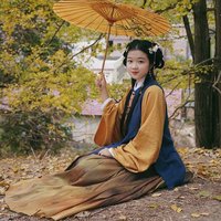 赵氏汉服 明制汉服 菊祥如意 女士一片式马面裙 焦木色 S