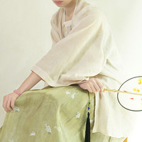 赵氏汉服 明制汉服 一勺春 女士方领对襟衫 淡米白 M