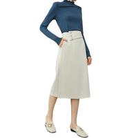 FANSILANEN 范思蓝恩 女士中长款A字半身裙 214242 象牙白 XS