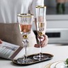 摩登主妇欧式家用水晶高脚杯香槟杯创意玻璃红酒杯葡萄酒杯酒具 描金竖纹红酒杯