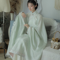 DI YAO HAN FU 帝尧汉服 明制汉服 女士立领斜襟长衫 蛋壳青 S