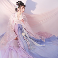 东月棠 汉服 春樱系列 春樱 女士大袖衫齐胸衫裙 紫粉+紫蓝 S