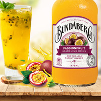 BUNDABERG 宾得宝 含气百香果汁饮料 澳州原装进口 375ml*6玻璃瓶装 发酵果汁气泡水