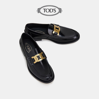 托德斯 TOD'S官方正品2021秋冬KATE牛皮乐福鞋单鞋皮鞋（47、黑色）