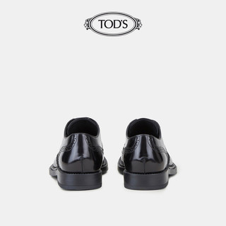 托德斯 TOD'S官方正品2021秋冬男鞋男士真皮系带单鞋雕花皮鞋男商务正装（38.5、黑色）