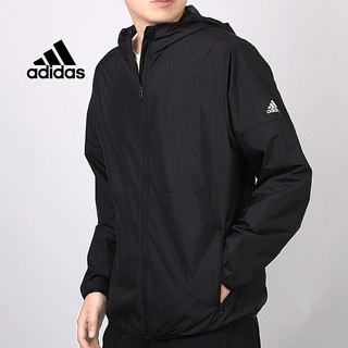 Adidas阿迪达斯官网外套男2021春秋季新款运动连帽开衫夹克FM5345（170/88A/XS、FM5345）