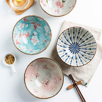 摩登主妇 日式横纹碗家用大号汤碗泡面碗和风创意餐具单个陶瓷饭碗