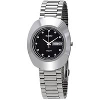 Diastar黑色表盘不锈钢男式手表
