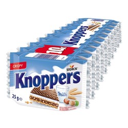 Knoppers 德国进口 Knoppers牛奶榛子巧克力威化饼干250g(10包)