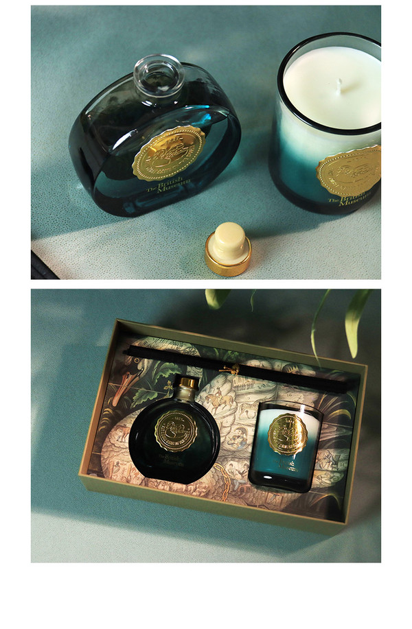大英博物馆 天鹅棋盘系列香氛蜡烛香薰套装 8.1x10.3x3.1cm 金色浮雕印章 创意文创礼物