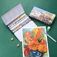 MARCO 马可 雷诺阿系列48色固体水彩 学生美术专业考试绘画颜料手绘便携式铁盒工具套装390006A