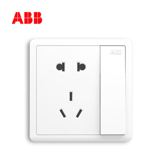 ABB [ABB官方旗舰店]ABB开关插座无框远致明净白墙壁86型二三插一开五孔插座套餐5只装