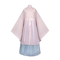 东月棠 明制汉服 护花铃 女士吊带长衫齐腰下裙 DHF-202005 粉+靛蓝 S