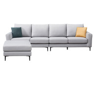 QuanU 全友 102656B-1 科技布艺沙发 左2+右2+脚凳 浅灰色