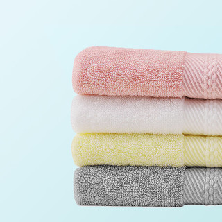 Purcotton 全棉时代 轻时光系列 毛巾套装 4条装 34*35cm 45g 粉+白+黄绿+灰