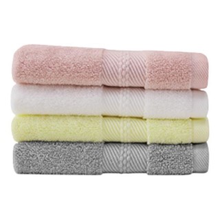 Purcotton 全棉时代 轻时光系列 毛巾套装 4条装 34*35cm 45g 粉+白+黄绿+灰